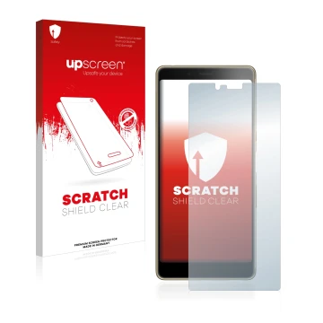 Face avant d’un emballage produit avec le logo de la marque upscreen. À côté, l’appareil Sony Xperia L3 est représenté avec la