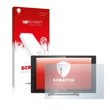 Face avant d’un emballage produit avec le logo de la marque upscreen. À côté, l’appareil XP-Pen Artist 22E Pro est représenté 