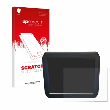 Face avant d’un emballage produit avec le logo de la marque upscreen. À côté, l’appareil Keyence IM-7020 (Affichage + Touchpad