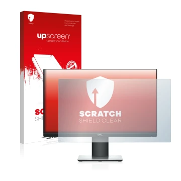 Face avant d’un emballage produit avec le logo de la marque upscreen. À côté, l’appareil Dell P2319H est représenté avec la pr
