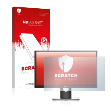 Face avant d’un emballage produit avec le logo de la marque upscreen. À côté, l’appareil Dell P2419H est représenté avec la pr