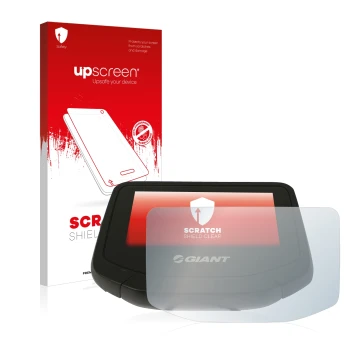 Face avant d’un emballage produit avec le logo de la marque upscreen. À côté, l’appareil Giant RideControl Evo est représenté 