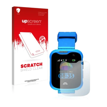 Face avant d’un emballage produit avec le logo de la marque upscreen. À côté, l’appareil KiDSnav Ultra est représenté avec la 
