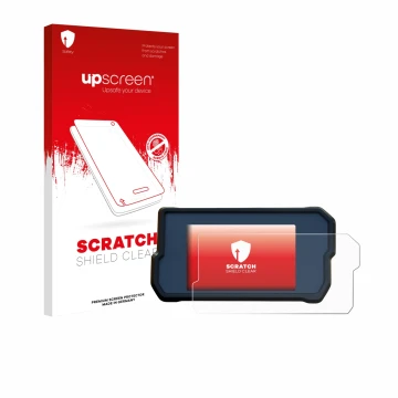 Face avant d’un emballage produit avec le logo de la marque upscreen. À côté, l’appareil KTM 790 Adventure 2019+ est représent