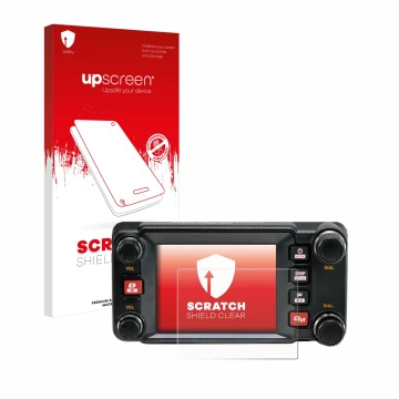 Face avant d’un emballage produit avec le logo de la marque upscreen. À côté, l’appareil Yaesu FTM-400XDR est représenté avec 