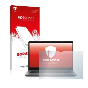 Face avant d’un emballage produit avec le logo de la marque upscreen. À côté, l’appareil Dell Latitude 5300 2-in-1 est représe