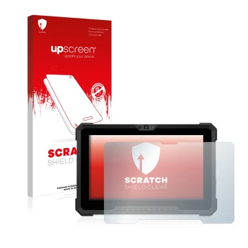 Face avant d’un emballage produit avec le logo de la marque upscreen. À côté, l’appareil Dell Latitude 7220EX Rugged Extreme e