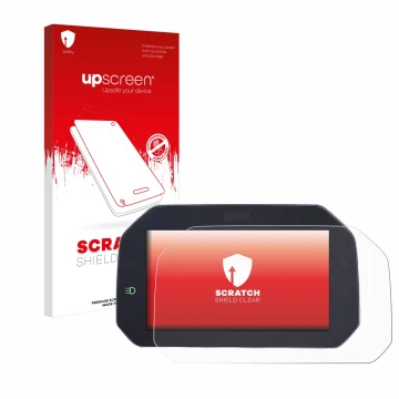 Face avant d’un emballage produit avec le logo de la marque upscreen. À côté, l’appareil BMW R1200GS LC 2013-2019 Connectivity