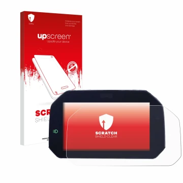 Face avant d’un emballage produit avec le logo de la marque upscreen. À côté, l’appareil BMW F850GS 2018-2020 Connectivity TFT