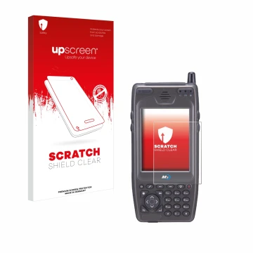 Face avant d’un emballage produit avec le logo de la marque upscreen. À côté, l’appareil M3 Mobile M3 SKY MC-7500S est représe