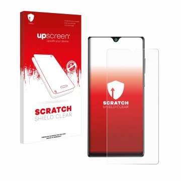 Face avant d’un emballage produit avec le logo de la marque upscreen. À côté, l’appareil Cubot P40 est représenté avec la prot