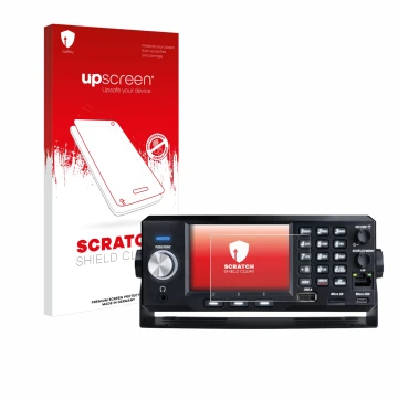 Face avant d’un emballage produit avec le logo de la marque upscreen. À côté, l’appareil Uniden SDS200E est représenté avec la