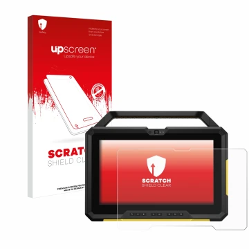 Face avant d’un emballage produit avec le logo de la marque upscreen. À côté, l’appareil Dell Latitude 7220 est représenté ave