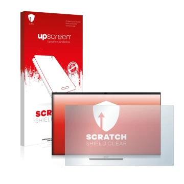 Face avant d’un emballage produit avec le logo de la marque upscreen. À côté, l’appareil Acer Aspire C24-963 est représenté av
