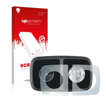 Face avant d’un emballage produit avec le logo de la marque upscreen. À côté, l’appareil Cycliq Fly12 CE est représenté avec l