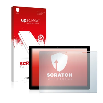 Face avant d’un emballage produit avec le logo de la marque upscreen. À côté, l’appareil Chuwi UBook X est représenté avec la 