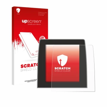 Face avant d’un emballage produit avec le logo de la marque upscreen. À côté, l’appareil Renault Captur 2 2020 Easy Link 9.3