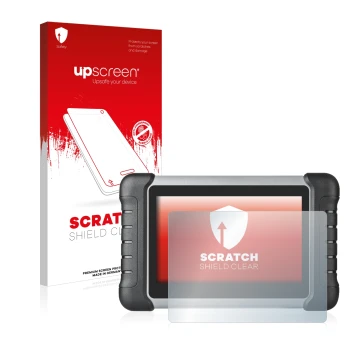 Face avant d’un emballage produit avec le logo de la marque upscreen. À côté, l’appareil Autel MaxiCOM MK808 est représenté av