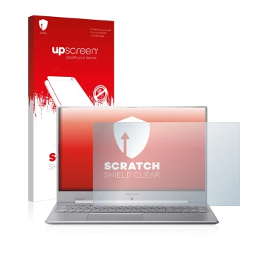 Face avant d’un emballage produit avec le logo de la marque upscreen. À côté, l’appareil MEDION Akoya S17403 est représenté av
