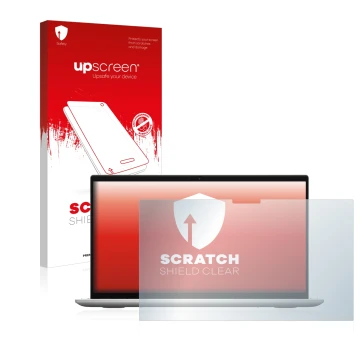 Face avant d’un emballage produit avec le logo de la marque upscreen. À côté, l’appareil Dell Inspiron 13 7306 est représenté 