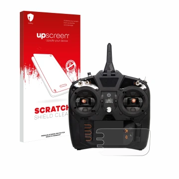 Face avant d’un emballage produit avec le logo de la marque upscreen. À côté, l’appareil Spektrum NX8 est représenté avec la p