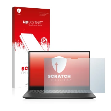 Face avant d’un emballage produit avec le logo de la marque upscreen. À côté, l’appareil Dell Inspiron 15 7506 est représenté 
