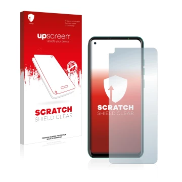 Face avant d’un emballage produit avec le logo de la marque upscreen. À côté, l’appareil Ulefone Note 11P est représenté avec 