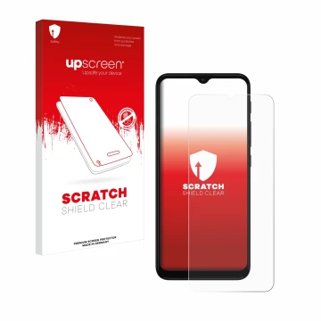 Face avant d’un emballage produit avec le logo de la marque upscreen. À côté, l’appareil Motorola Moto G30 est représenté avec