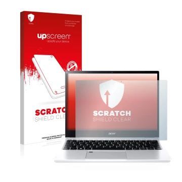 Face avant d’un emballage produit avec le logo de la marque upscreen. À côté, l’appareil Acer Spin 3 SP313-51N est représenté 