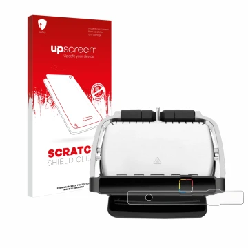 Face avant d’un emballage produit avec le logo de la marque upscreen. À côté, l’appareil Tefal OptiGrill Elite est représenté 