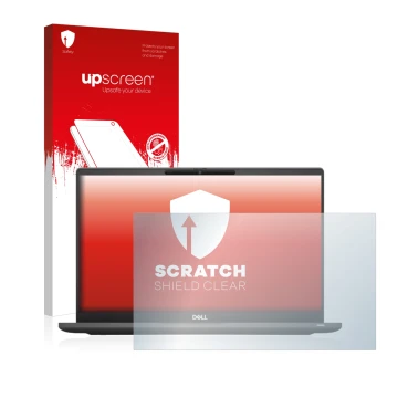 Face avant d’un emballage produit avec le logo de la marque upscreen. À côté, l’appareil Dell Latitude 7320 Non-Touch est repr
