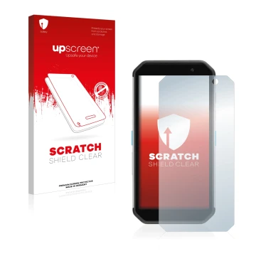 Face avant d’un emballage produit avec le logo de la marque upscreen. À côté, l’appareil Almex AiM TC601 est représenté avec l