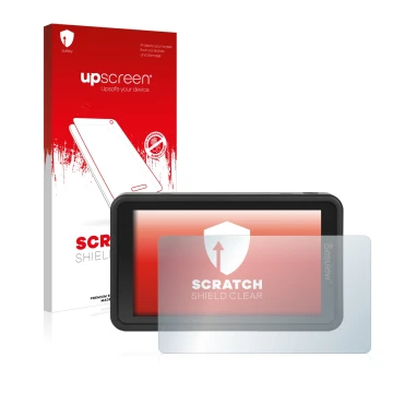 Face avant d’un emballage produit avec le logo de la marque upscreen. À côté, l’appareil Desview R5 5.5