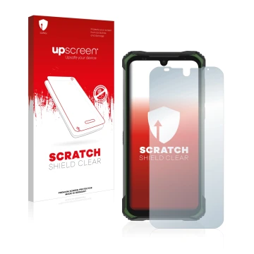 Face avant d’un emballage produit avec le logo de la marque upscreen. À côté, l’appareil Doogee S86 Pro est représenté avec la