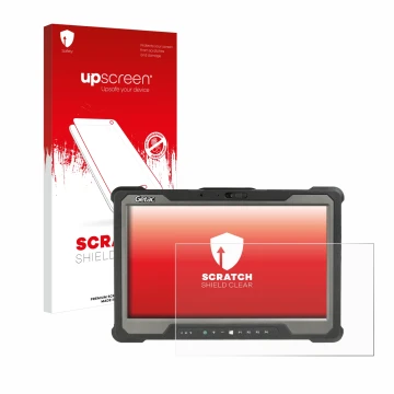 Face avant d’un emballage produit avec le logo de la marque upscreen. À côté, l’appareil Getac A140 est représenté avec la pro