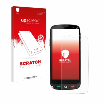 Face avant d’un emballage produit avec le logo de la marque upscreen. À côté, l’appareil Brondi Amico XS est représenté avec l