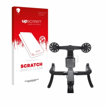 Face avant d’un emballage produit avec le logo de la marque upscreen. À côté, l’appareil Tacx Neo Bike Smart est représenté av