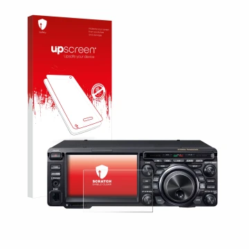 Face avant d’un emballage produit avec le logo de la marque upscreen. À côté, l’appareil Yaesu FT-DX10 est représenté avec la 