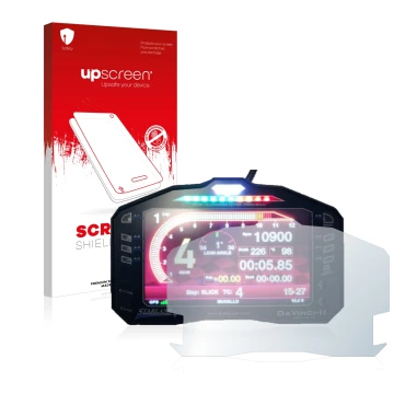 Face avant d’un emballage produit avec le logo de la marque upscreen. À côté, l’appareil Starlane DaVinci-II S est représenté 