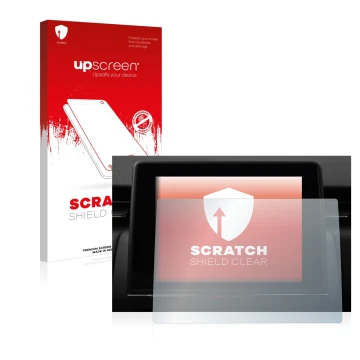 Face avant d’un emballage produit avec le logo de la marque upscreen. À côté, l’appareil Renault Captur Easy Link 7