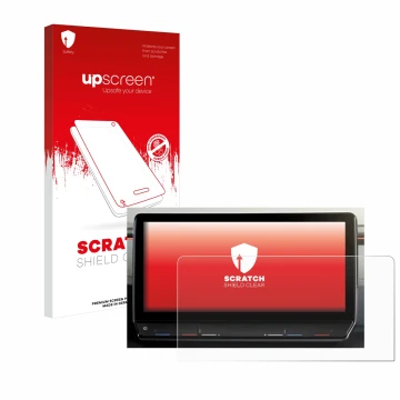 Face avant d’un emballage produit avec le logo de la marque upscreen. À côté, l’appareil Cupra Formentor 2020-2022 Infotainmen