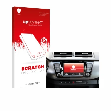 Face avant d’un emballage produit avec le logo de la marque upscreen. À côté, l’appareil Skoda Fabia 3 Combi 6.5