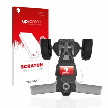 Face avant d’un emballage produit avec le logo de la marque upscreen. À côté, l’appareil PowaKaddy FX5 2.8