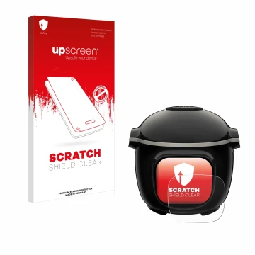 Face avant d’un emballage produit avec le logo de la marque upscreen. À côté, l’appareil Krups Cook4me Touch Wifi est représen