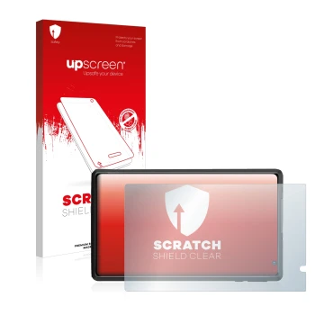 Face avant d’un emballage produit avec le logo de la marque upscreen. À côté, l’appareil Pritom L8 est représenté avec la prot