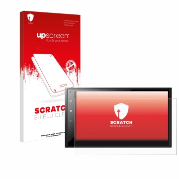 Face avant d’un emballage produit avec le logo de la marque upscreen. À côté, l’appareil Pioneer DMH-A340DAB est représenté av