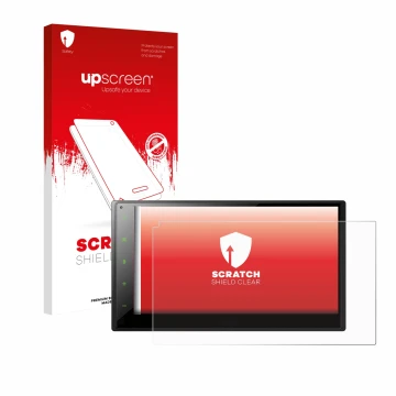 Face avant d’un emballage produit avec le logo de la marque upscreen. À côté, l’appareil Pioneer SPH-DA360DAB est représenté a