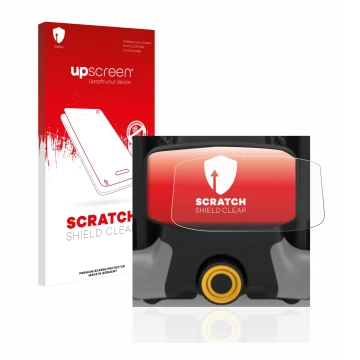 Face avant d’un emballage produit avec le logo de la marque upscreen. À côté, l’appareil PowaKaddy CT8 est représenté avec la 
