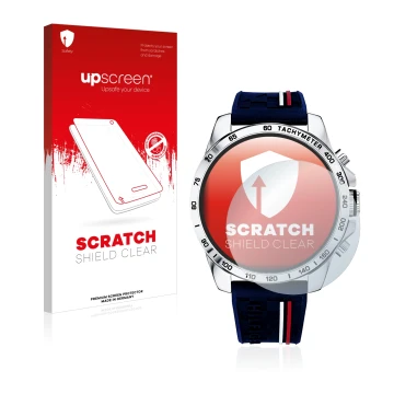 Face avant d’un emballage produit avec le logo de la marque upscreen. À côté, l’appareil Tommy Hilfiger 1791476 est représenté
