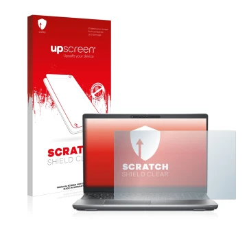 Face avant d’un emballage produit avec le logo de la marque upscreen. À côté, l’appareil Dell Latitude 5531 est représenté ave